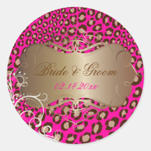 Vintage Leopard pearl swirls wedding stickers