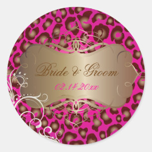 Vintage Leopard pearl swirls wedding stickers