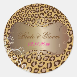 Vintage Leopard pearl swirls wedding stickers