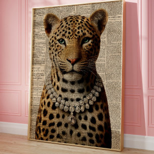 Vintage Leopard Portrait Wall Art   Glam Jungle