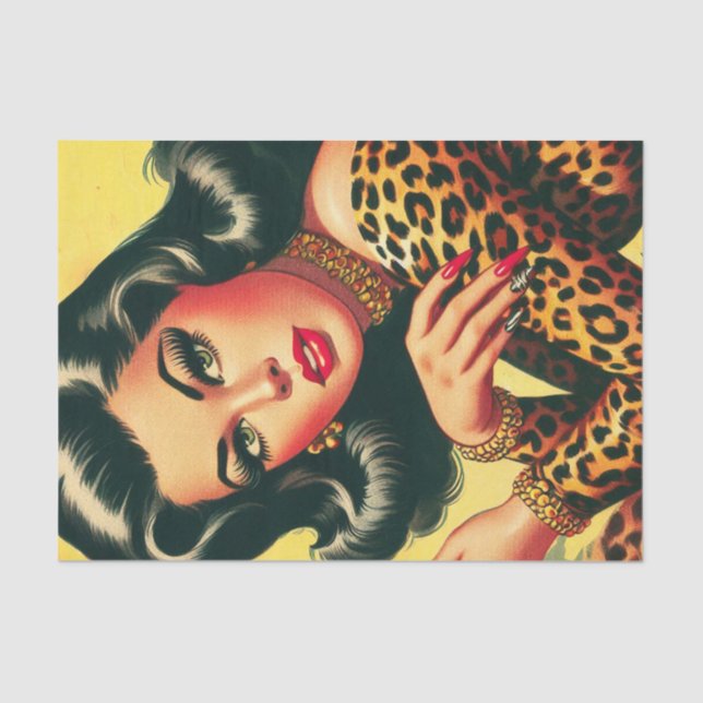 Vintage Leopard Print Girl Tissue Paper (Front)