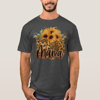 Vintage leopard pumpkin mama sunflowers Fall Autum T-Shirt