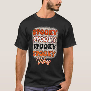 Vintage Leopard Spooky Vibes Halloween Men Women T-Shirt