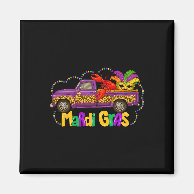 Vintage Leopard Truck Crawfish Jester Beads Funny  Magnet (Front)