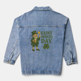 Vintage, leprechaun Saint Patrick's Day  Denim Jacket