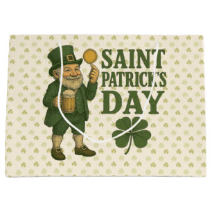 Vintage, leprechaun Saint Patrick's Day Large Gift Bag