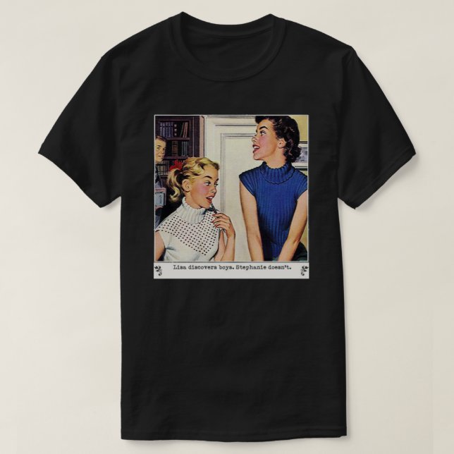 Vintage Lesbian Illustration Sticker T-Shirt (Design Front)