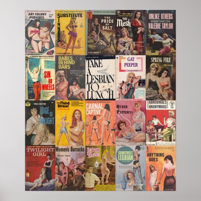 Vintage Lesbian Pulp Fiction Collage Poster (Front)