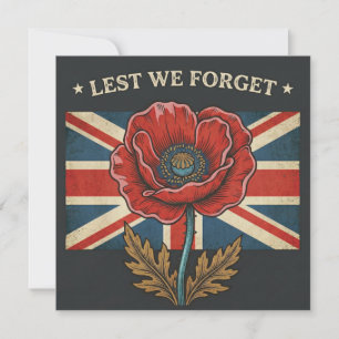 Vintage "Lest We Forget" Remembrance Day Poppy Holiday Card