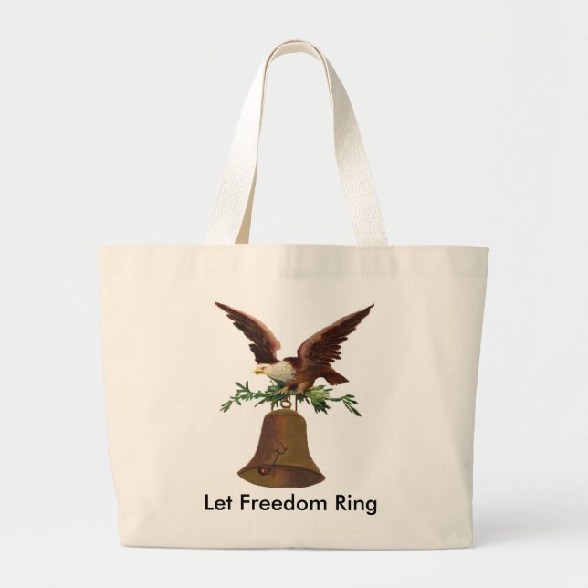 Vintage Let Freedom Ring Large Tote Bag (Front)