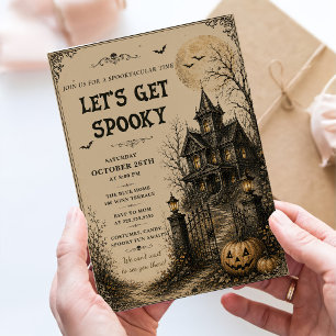 Vintage Let’s Get Spooky Haunted House Halloween  Invitation