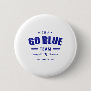 Vintage Lets Go Blue Competition War Game Team Sum 6 Cm Round Badge
