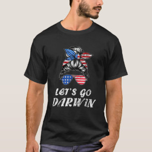 Vintage Let's Go Brandon Messy Bun America US Flag T-Shirt