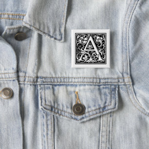 Vintage Letter "A" 15 Cm Square Badge