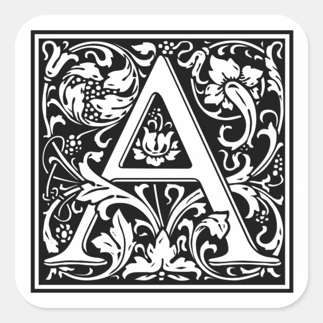 Vintage Letter "A" Square Sticker (Front)