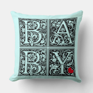 Vintage Letter "BABY" with Small Red Heart (blue) Cushion