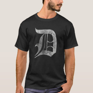 Vintage Letter D Detroit Michigan 313 white style  T-Shirt