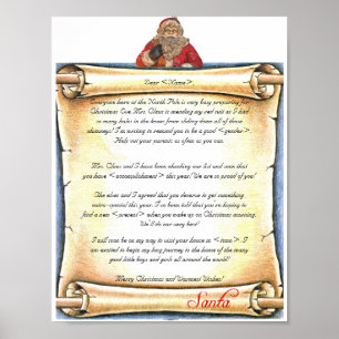 Vintage Letter from Santa Poster