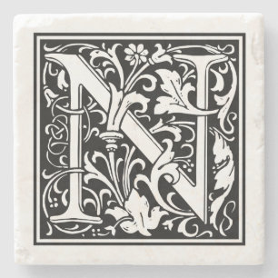 Vintage Letter "N" Stone Coaster