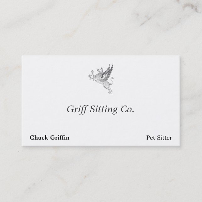 Vintage Letter Press Griffin Line Art Business Card (Front)