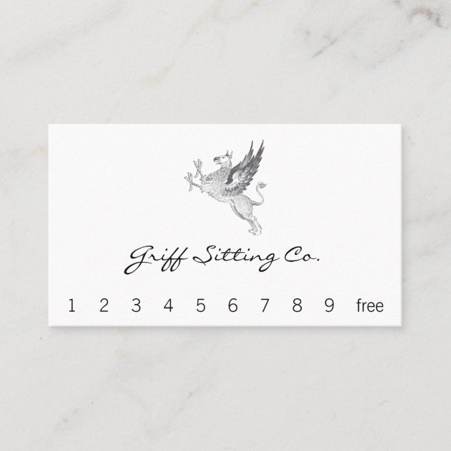 Vintage Letter Press Griffin Line Art Business Card (Front)