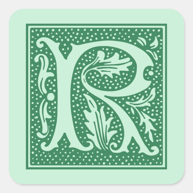 Vintage Letter R Monogram Initial Square Sticker (Front)