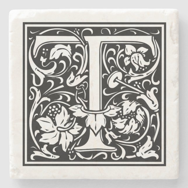 Vintage Letter "T" Stone Coaster (Front)