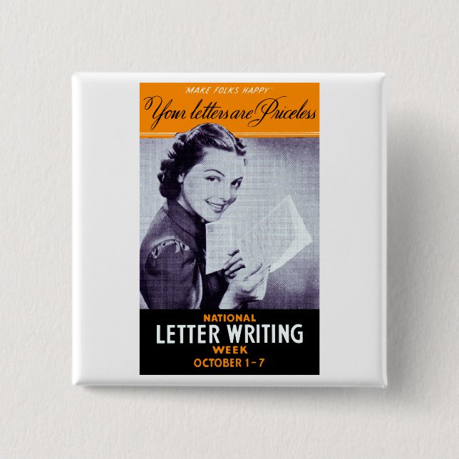 Vintage Letter Writing 15 Cm Square Badge (Front)