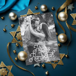 Vintage Lettering Happy Hanukkah Photo Holiday Card<br><div class="desc">Customise front photo and 4 square photos on the backer. Personalise with your own paragraph on the back as well.</div>