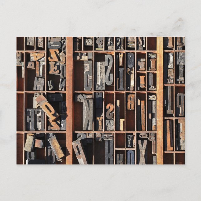 Vintage Letterpress Blocks Postcard (Front)
