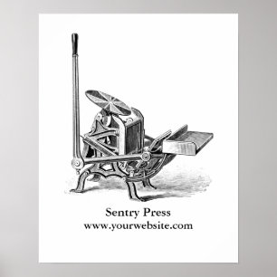 Vintage letterpress C&P Pilot print shop poster