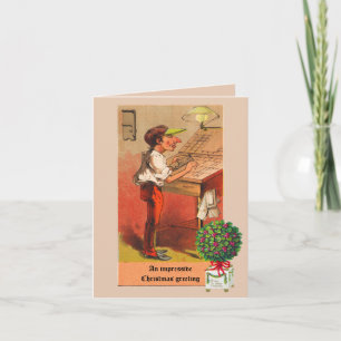 Vintage letterpress Christmas card comical printer