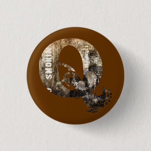 Vintage Letters Q - Square Button