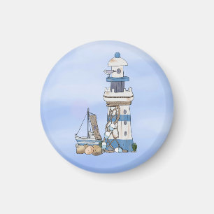 Vintage Leuchtturm mit schiff Magnet