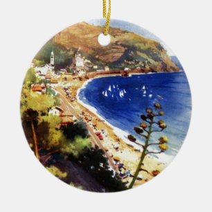 Vintage Levanto Genova Italy Tourism Ceramic Tree Decoration