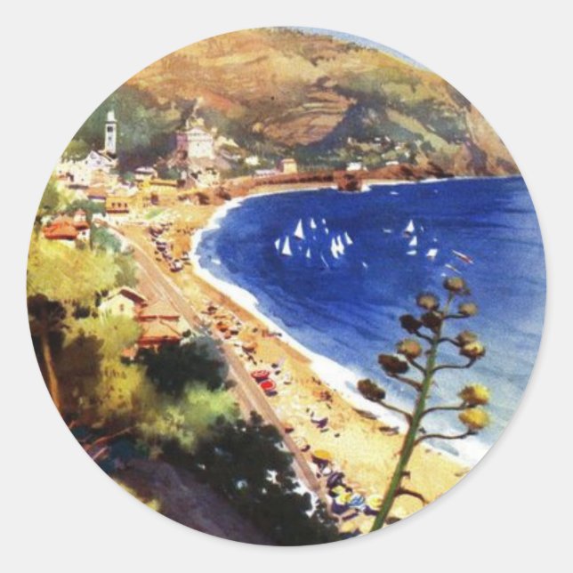 Vintage Levanto Genova Italy Tourism Classic Round Sticker (Front)