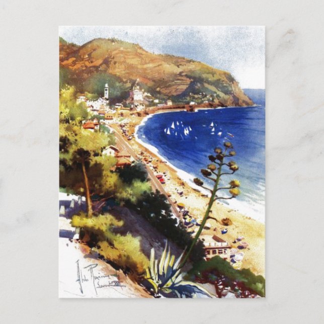 Vintage Levanto Genova Italy Tourism Postcard (Front)