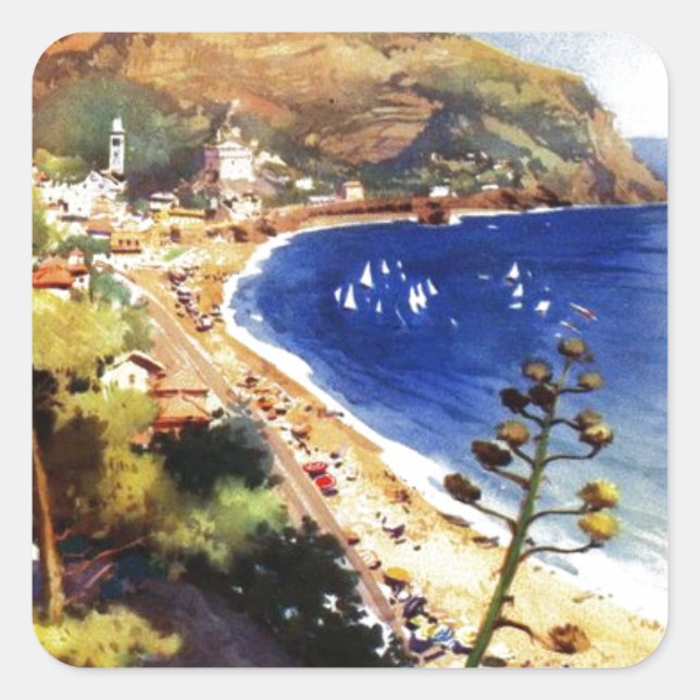 Vintage Levanto Genova Italy Tourism Square Sticker (Front)