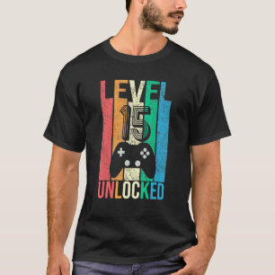 Vintage Level 15 Unlocked Gamer 15th Birthday T-Shirt