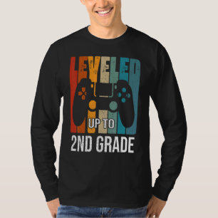 Vintage Levelled Up To 2nd Grade Gamer Boys Back T T-Shirt