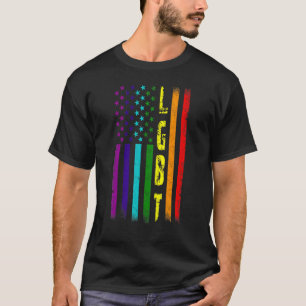 Vintage Lgbt American Flag Rainbow Colour Lgbt Pri T-Shirt