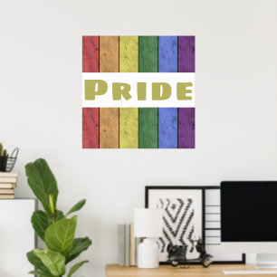 Vintage LGBT flag distressed black w text Pride Poster