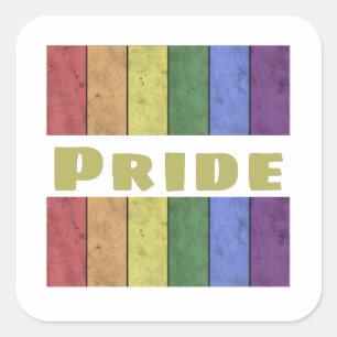 Vintage LGBT flag distressed black w text Pride Square Sticker