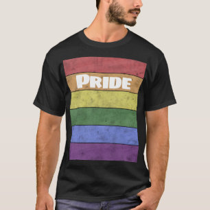 Vintage LGBT flag distressed white text Pride T-Shirt