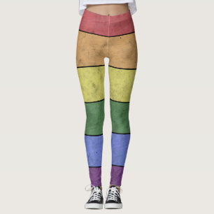 Vintage LGBT flag pride distressed black lines Leggings