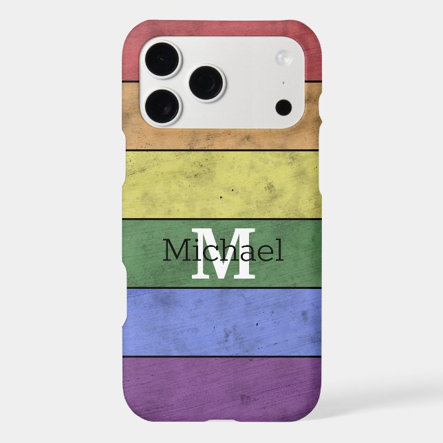 Vintage LGBT flag pride distressed black Monogram (Back)