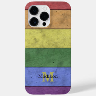 Vintage LGBT flag pride distressed black Monogram Case-Mate iPhone 14 Pro Max Case