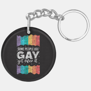 Vintage LGBT Pride Rainbow Some People Are Gay Get Key Ring