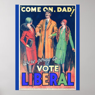 Vintage Liberal Political 1929 Colourful Poster