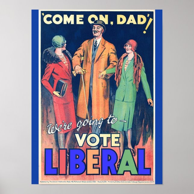 Vintage Liberal Political 1929 Colourful Poster (Front)